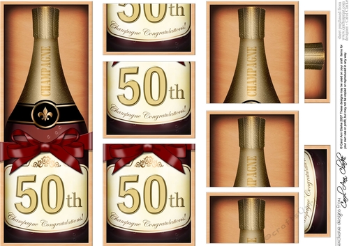DL 50th Birthday Champagne in a Box with top & bottom stacker