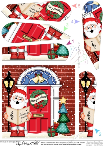 Santa at the Christmas Door Fan Pyramage Topper