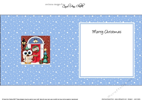 Little Hoot Owl at the Christmas Door matching insert square landscape
