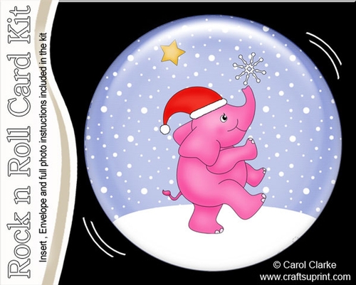 Little Christmas Elephant has a snowflake - Snowglobe Rock n Roll Kit