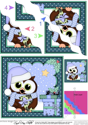 Christmas Little Hoot Owl has lots of Presents Wavy Corner side stacker Topper