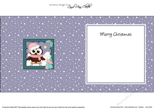 Christmas Little Hoot Owl is going Sledging matching insert square landscape