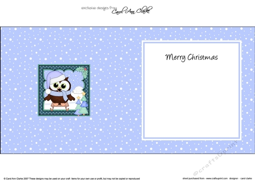 Christmas Little Hoot Owl is going Sledging matching insert square landscape