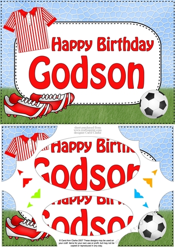 A5 Birthday GODSON Football Scallop Corners and Pyramage