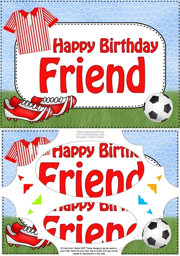 A5 Birthday FRIEND Football Scallop Corners and Pyramage