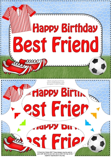 A5 Birthday BEST FRIEND Football Scallop Corners and Pyramage
