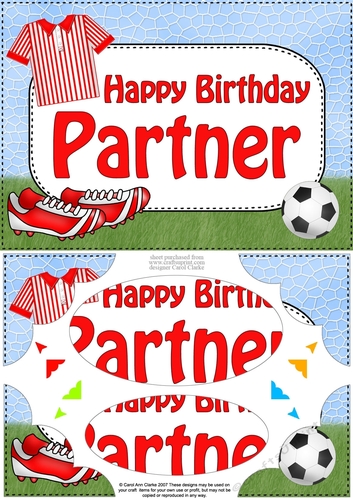 A5 Birthday PARTNER Football Scallop Corners and Pyramage