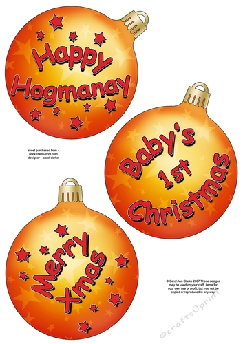 3D Christmas Bauble Decoupage Sheet