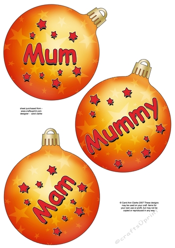 3D Christmas Bauble Decoupage Sheet