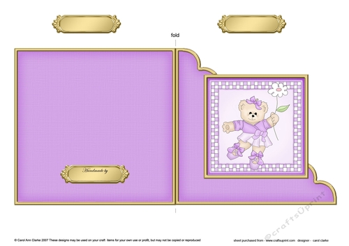Ballerina Teddy Quick Cut and Fold Corner Card  