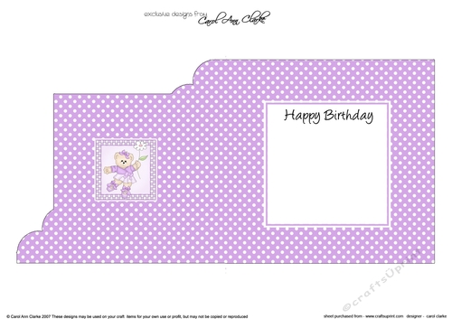 Ballerina Teddy Quick Cut and Fold Corner Card  