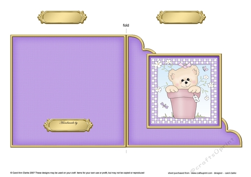 Flowerpot Ted Quick Cut and Fold Corner Card  