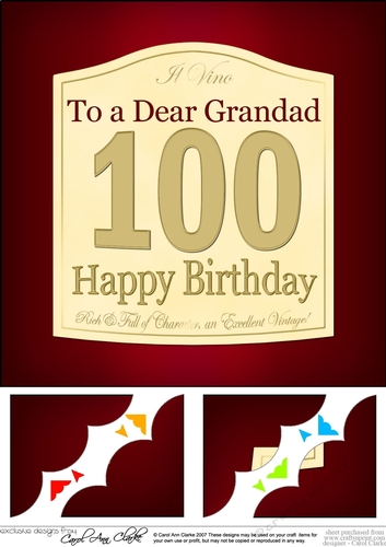 8 x 8 100th Birthday Grandad Wine Label Scalloped Corner