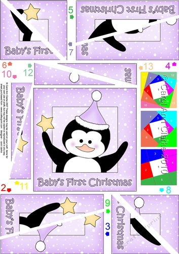 Babys First Christmas Cute Christmas Penguin Twisted Spiral Side Stacker