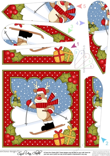 Christmas Rudolph goes Skiing Fan Pyramage Topper