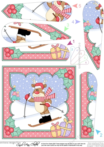 Christmas Rudolph goes Skiing Fan Pyramage Topper