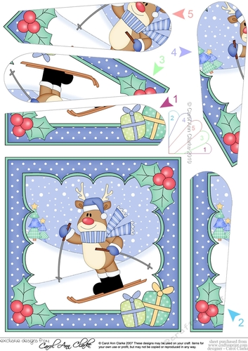 Christmas Rudolph goes Skiing Fan Pyramage Topper