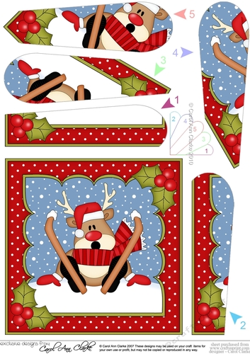 Christmas Rudolph goes Skiing Fan Pyramage Topper