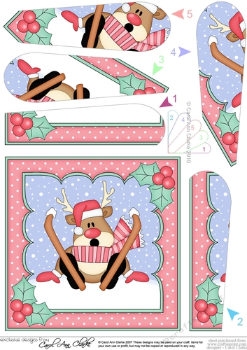 Christmas Rudolph goes Skiing Fan Pyramage Topper
