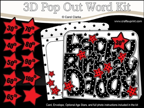 3D Happy Birthday DADDY Stars with Ages 30 to 100 Pop Out Word Card 