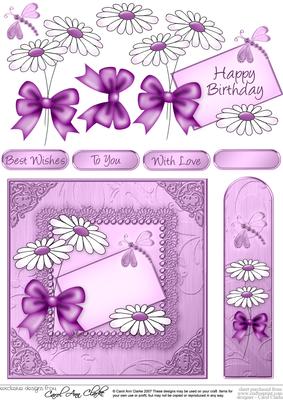 Daisies on Metallic Lace Quick Card with 3D Decoupage