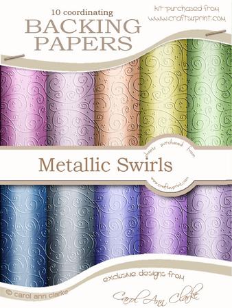 'metallic Swirls Embossed' Backing Papers Kit
