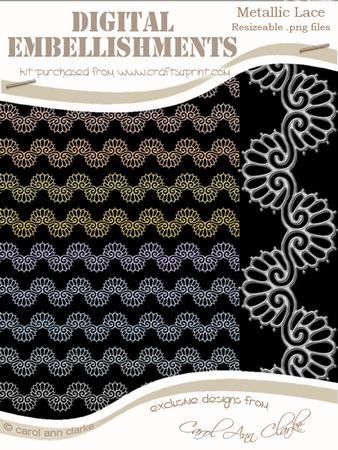 Pretty Metallic Lace Borders Digital Embellishments