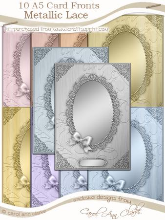 A5 Metallic Lace and Bow Card Fronts Kit