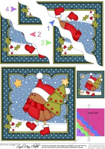 Christmas Bobbin Robin has a Christmas Tree Wavy Corner side stacker Topper