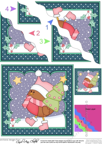 Christmas Bobbin Robin has a Christmas Tree Wavy Corner side stacker Topper