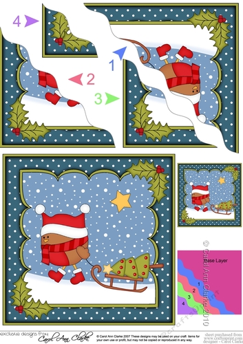 Christmas Bobbin Robin has a Christmas Tree Wavy Corner side stacker Topper