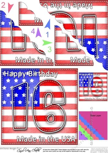 Flying the Flag USA 16th Birthday Scalloped Corner Stacker