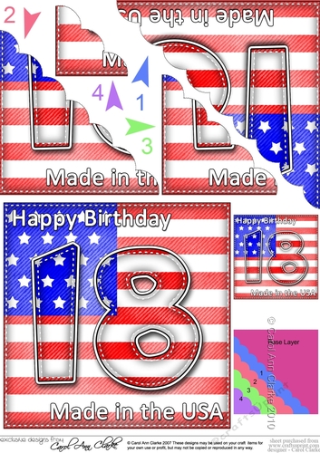 Flying the Flag USA 18th Birthday Scalloped Corner Stacker
