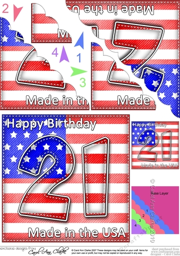 Flying the Flag USA 21st Birthday Scalloped Corner Stacker