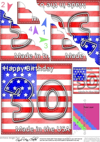Flying the Flag USA 30th Birthday Scalloped Corner Stacker