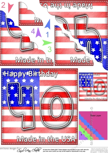 Flying the Flag USA 40th Birthday Scalloped Corner Stacker