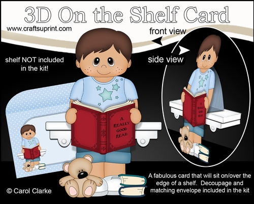 3D On the Shelf Card Kit - Cute Little Ethnic Boy Priyansh is Reading a Good Book