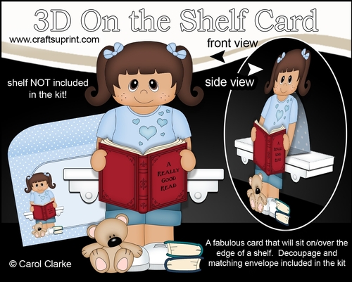3D On the Shelf Card Kit - Cute Little Ethnic Girl Jamila is Reading a Good Book