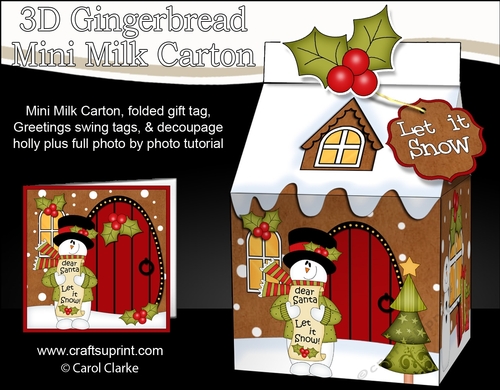 3D Christmas Milk Carton Gingerbread House Treat Box Mini Kit -  Snowman Rio wants it to Snow!