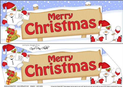large DL MERRY CHRISTMAS Snowball Sam Signpost 3D decoupage