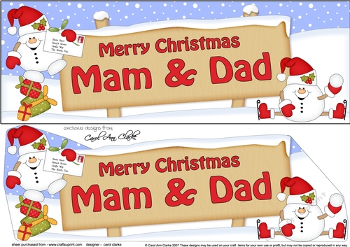 large DL Merry Christmas Merry Christmas MAM & DAD Snowball Sam 3D decoupage