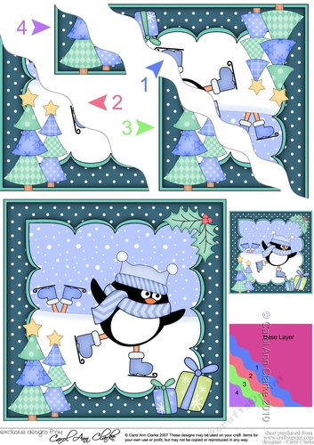 Christmas Pip Penguin goes Skating Wavy Corner side stacker Topper