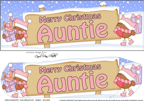 large DL Merry Christmas AUNTIE Robins 3D decoupage