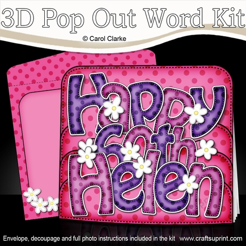 3D HAPPY 60th BIRTHDAY HELEN with Flowers Pop Out Word Card 