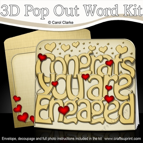 3D ENGAGEMENT Pop Out Word Card