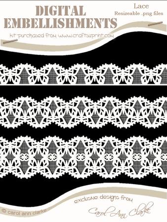 Pretty Butterfly Lace Borders Digital Embellishments
