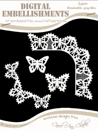 Pretty Butterfly Lace Corners Digital Embellishments
