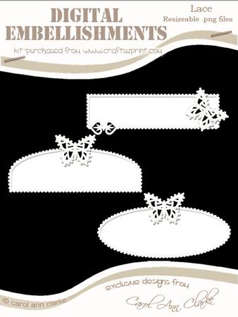 Pretty Butterfly Lace Text Plates Digital Embellishments