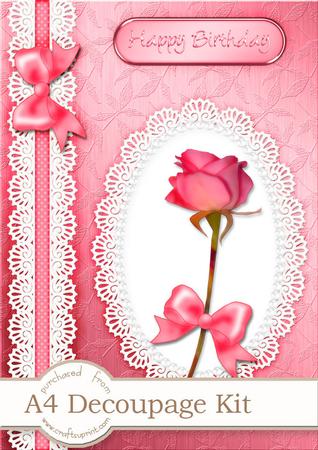 A4 Rose, Lace and Pearls 3D Decoupage Kit
