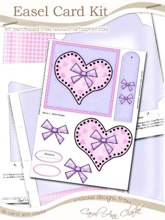 Funky Hearts Easel Card Kit with 3D Decoupage Topper